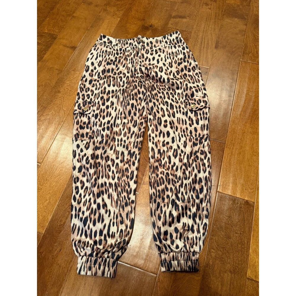 Venus size 10 suede cargo joggers lightweight animal print leopard